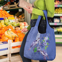Hawaii Aloha Turtle Hibiscus and Leaves Grocery Bag with Polynesian and Kakau Tattoos Denim Color - Polynesian Pride