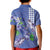 Hawaii Aloha Turtle Hibiscus and Leaves Kid Polo Shirt with Polynesian and Kakau Tattoos Denim Color - Polynesian Pride