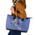 Hawaii Aloha Turtle Hibiscus and Leaves Leather Tote Bag with Polynesian and Kakau Tattoos Denim Color - Polynesian Pride