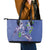 Hawaii Aloha Turtle Hibiscus and Leaves Leather Tote Bag with Polynesian and Kakau Tattoos Denim Color - Polynesian Pride