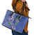 Hawaii Aloha Turtle Hibiscus and Leaves Leather Tote Bag with Polynesian and Kakau Tattoos Denim Color - Polynesian Pride