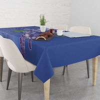Hawaii Aloha Turtle Hibiscus and Leaves Tablecloth with Polynesian and Kakau Tattoos Denim Color LT03 - Polynesian Pride