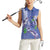 Hawaii Aloha Turtle Hibiscus and Leaves Women Sleeveless Polo Shirt with Polynesian and Kakau Tattoos Denim Color - Polynesian Pride