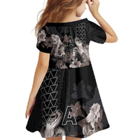 Hawaii Aloha Turtle Hibiscus and Leaves Family Matching Mermaid Dress and Hawaiian Shirt with Polynesian and Kakau Tattoos Black Color LT03 - Polynesian Pride