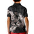 Hawaii Aloha Turtle Hibiscus and Leaves Kid Polo Shirt with Polynesian and Kakau Tattoos Black Color - Polynesian Pride