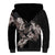 Hawaii Aloha Turtle Hibiscus and Leaves Sherpa Hoodie with Polynesian and Kakau Tattoos Black Color - Polynesian Pride