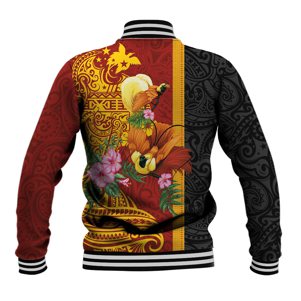 Papua New Guinea Independence Day Baseball Jacket Birds-of-Paradise Melanesian Tattoos Tropical Plants