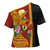Papua New Guinea Independence Day Cross Shoulder Shirt Birds-of-Paradise Melanesian Tattoos Tropical Plants