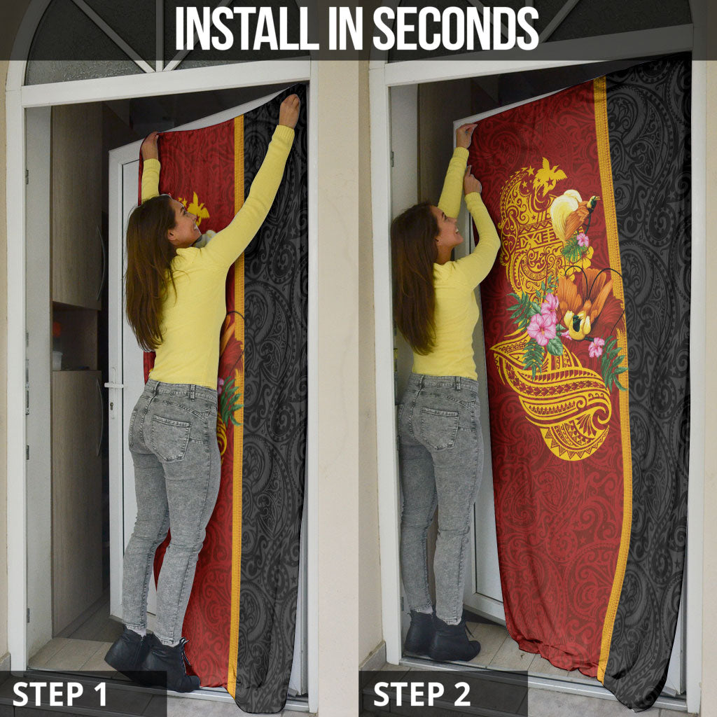 Papua New Guinea Independence Day Door Cover Birds-of-Paradise Melanesian Tattoos Tropical Plants