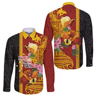 Papua New Guinea Independence Day Family Matching Long Sleeve Bodycon Dress and Hawaiian Shirt Birds-of-Paradise Melanesian Tattoos Tropical Plants