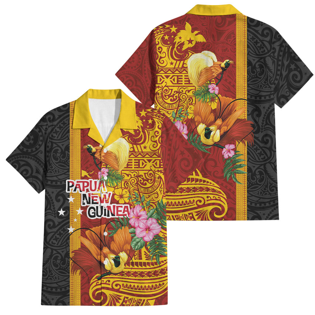 Papua New Guinea Independence Day Family Matching Off Shoulder Maxi Dress and Hawaiian Shirt Birds-of-Paradise Melanesian Tattoos Tropical Plants