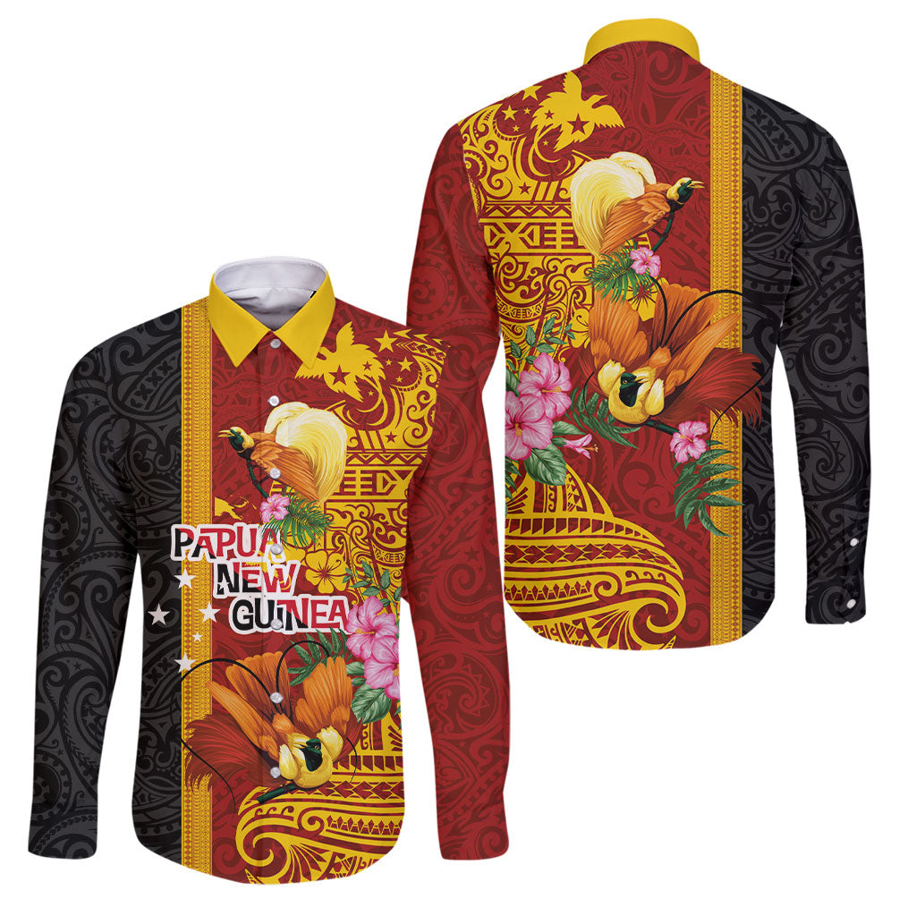 Papua New Guinea Independence Day Family Matching Off Shoulder Maxi Dress and Hawaiian Shirt Birds-of-Paradise Melanesian Tattoos Tropical Plants