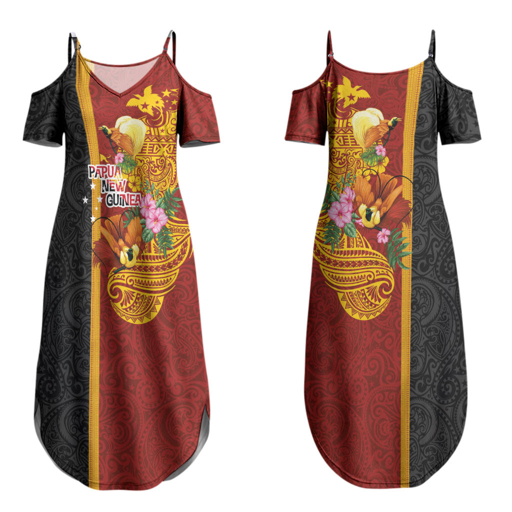 Papua New Guinea Independence Day Family Matching Summer Maxi Dress and Hawaiian Shirt Birds-of-Paradise Melanesian Tattoos Tropical Plants