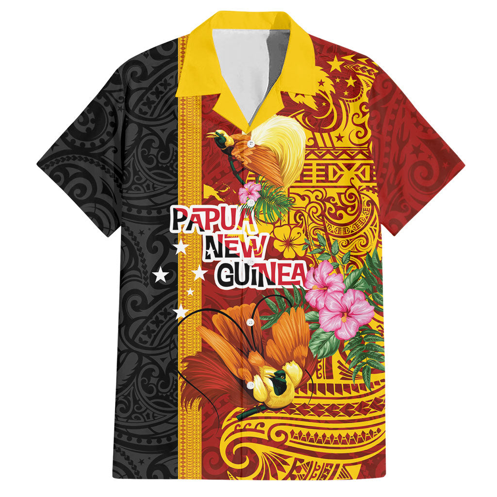 Papua New Guinea Independence Day Hawaiian Shirt Birds-of-Paradise Melanesian Tattoos Tropical Plants