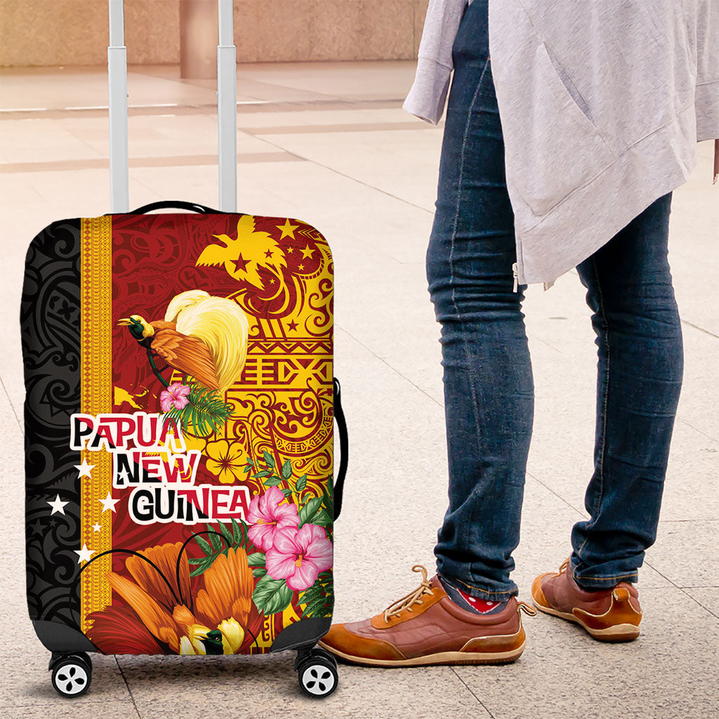 Papua New Guinea Independence Day Luggage Cover Birds-of-Paradise Melanesian Tattoos Tropical Plants