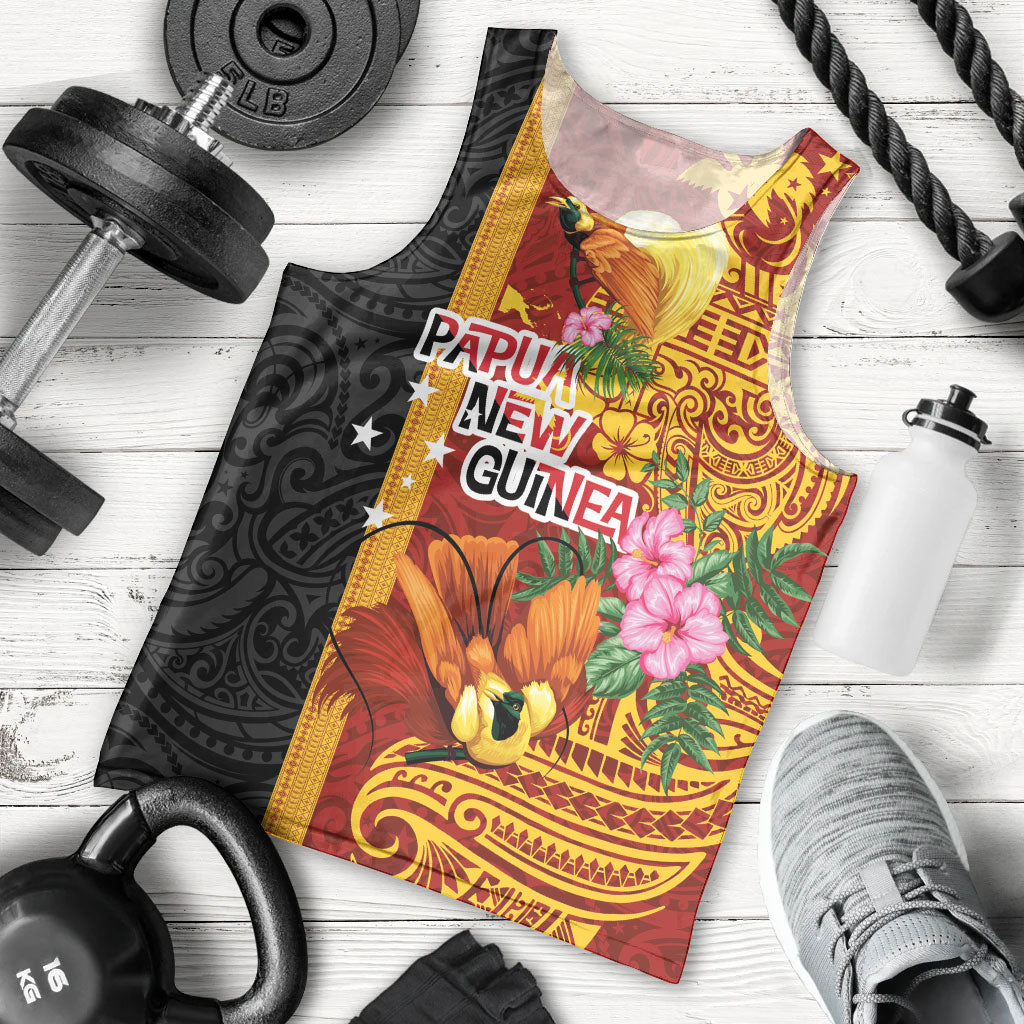 Papua New Guinea Independence Day Men Tank Top Birds-of-Paradise Melanesian Tattoos Tropical Plants