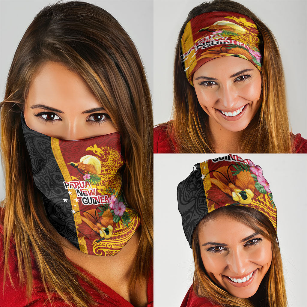 Papua New Guinea Independence Day Neck Gaiter Birds-of-Paradise Melanesian Tattoos Tropical Plants