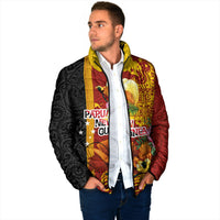 Papua New Guinea Independence Day Padded Jacket Birds-of-Paradise Melanesian Tattoos Tropical Plants