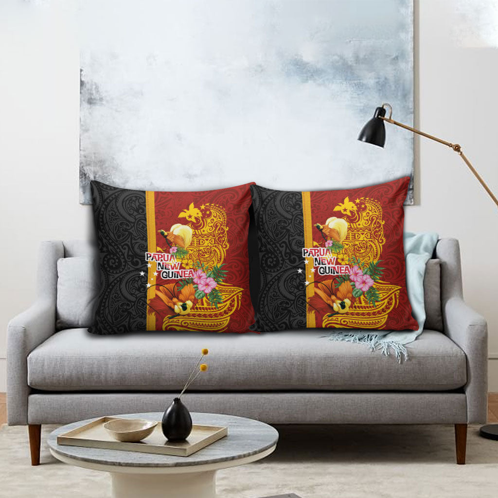 Papua New Guinea Independence Day Pillow Cover Birds-of-Paradise Melanesian Tattoos Tropical Plants