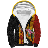 Papua New Guinea Independence Day Sherpa Hoodie Birds-of-Paradise Melanesian Tattoos Tropical Plants