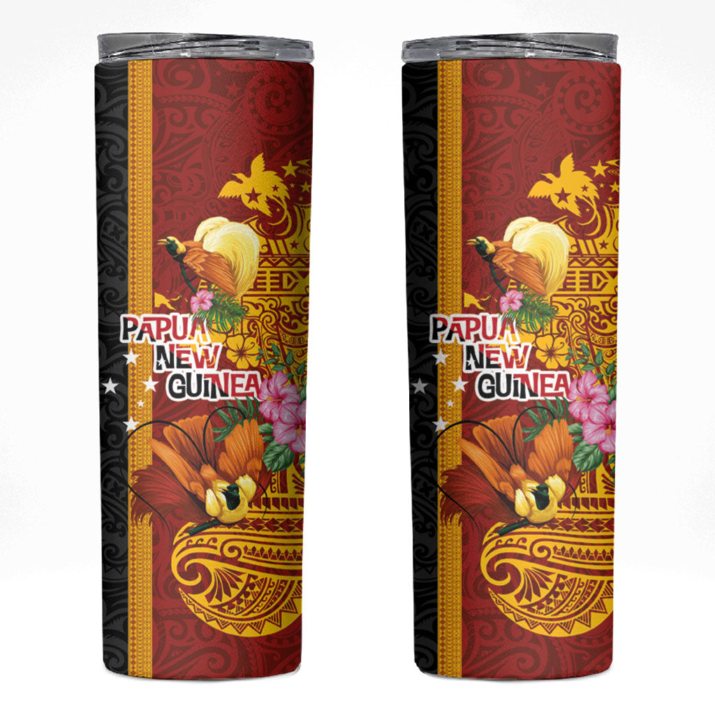 Papua New Guinea Independence Day Skinny Tumbler Birds-of-Paradise Melanesian Tattoos Tropical Plants