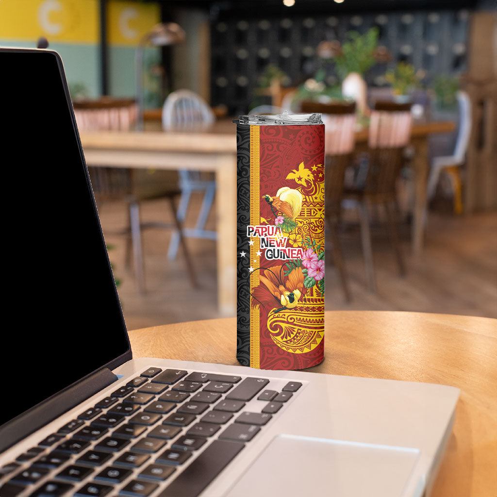 Papua New Guinea Independence Day Skinny Tumbler Birds-of-Paradise Melanesian Tattoos Tropical Plants