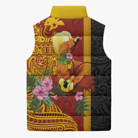 Papua New Guinea Independence Day Sleeveless Puffer Jacket Birds-of-Paradise Melanesian Tattoos Tropical Plants