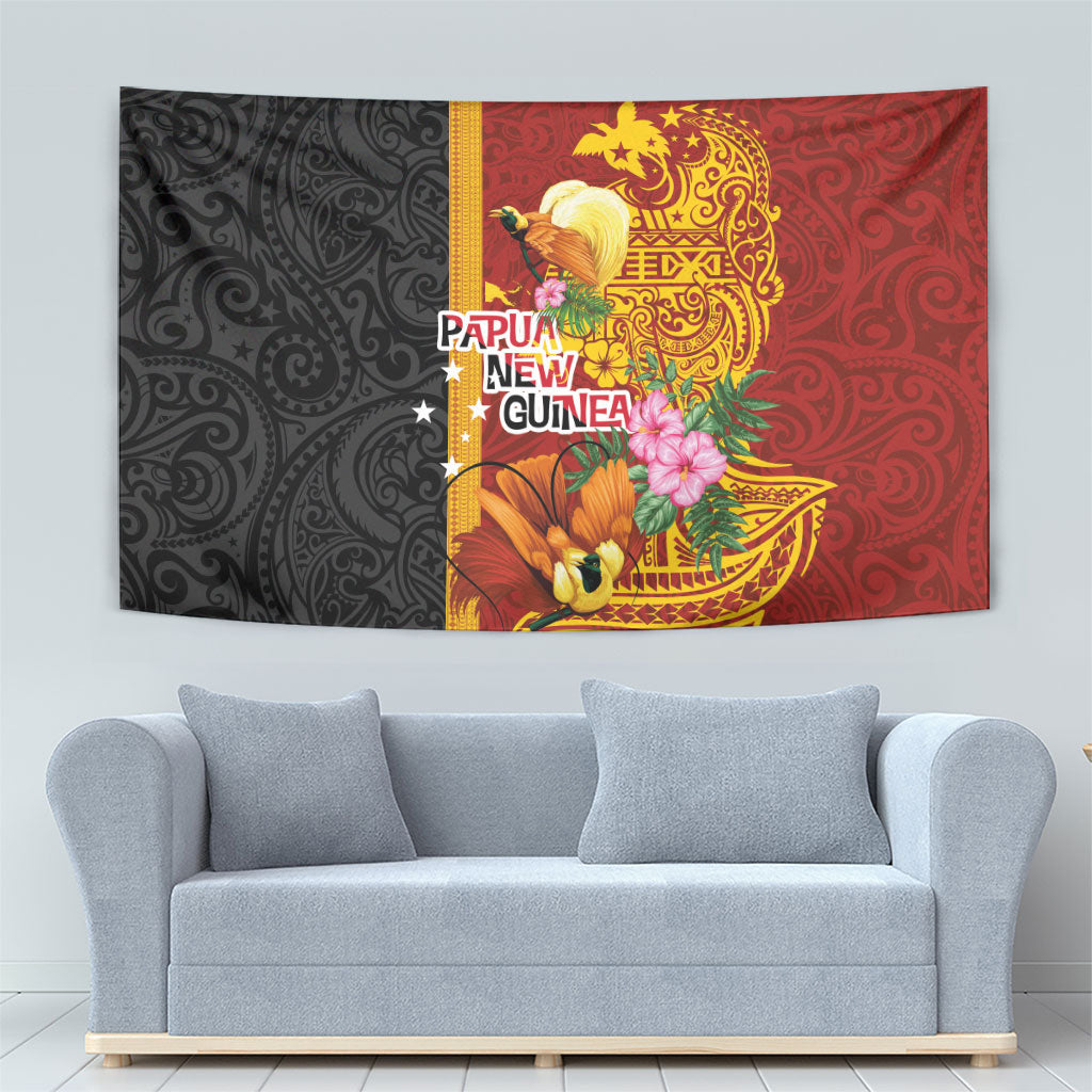 Papua New Guinea Independence Day Tapestry Birds-of-Paradise Melanesian Tattoos Tropical Plants