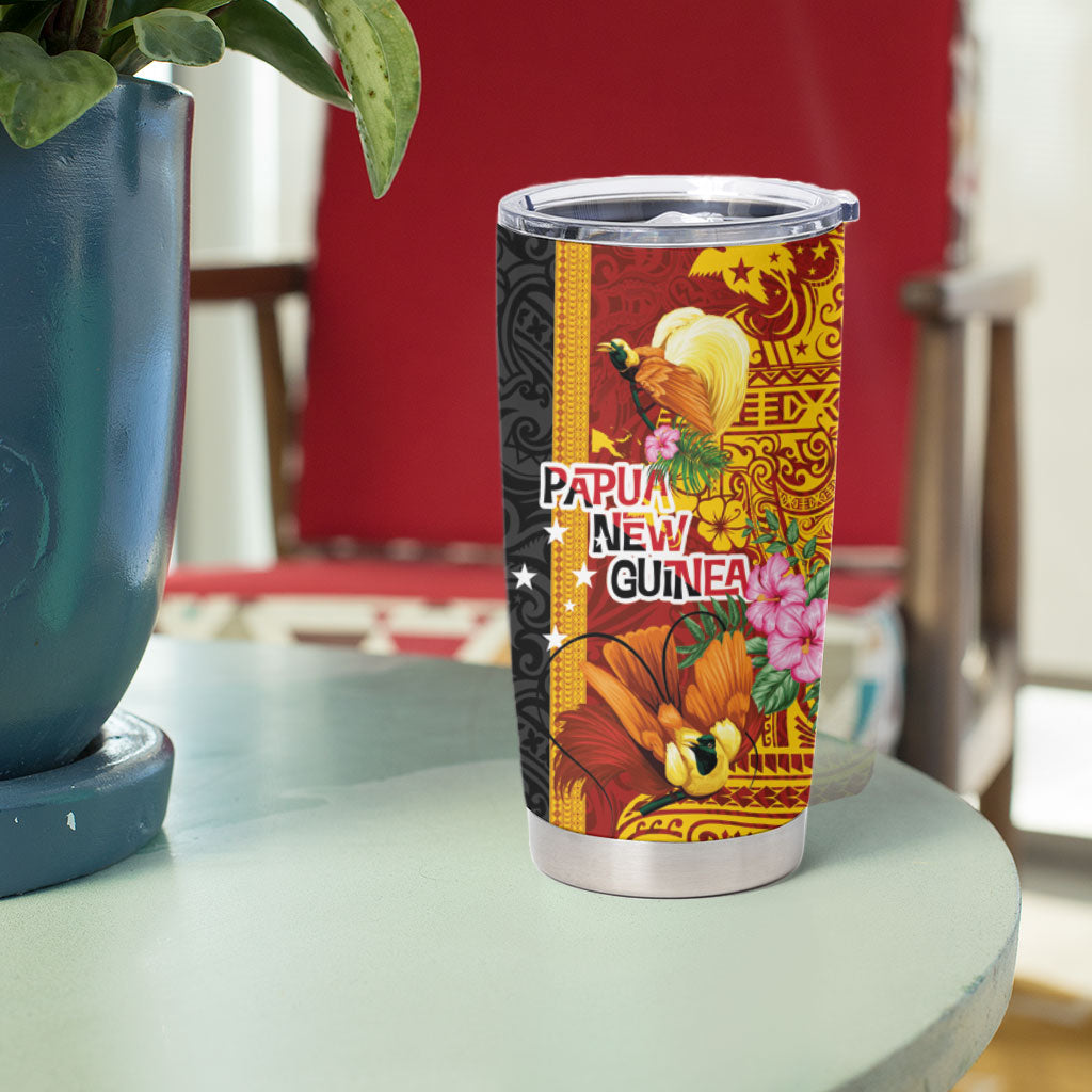 Papua New Guinea Independence Day Tumbler Cup Birds-of-Paradise Melanesian Tattoos Tropical Plants