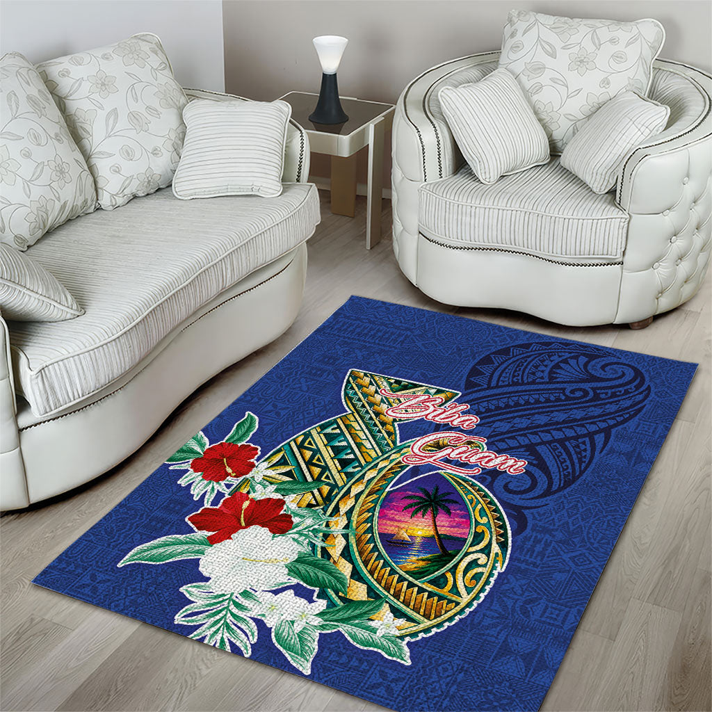 Guam Chamorro Area Rug Tribal Latte Stone and Seal Artwork Polynesian Patterns