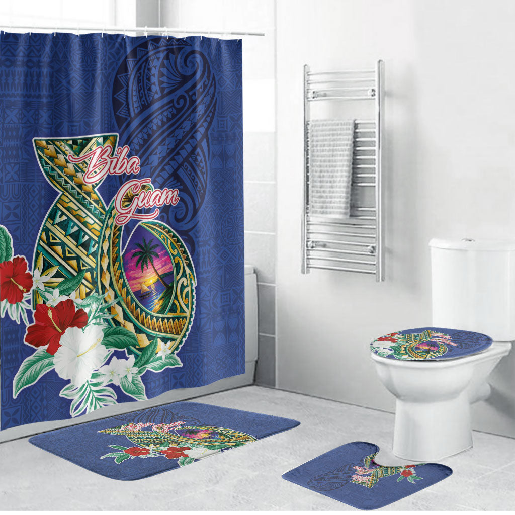 Guam Chamorro Bathroom Set Tribal Latte Stone and Seal Artwork Polynesian Patterns