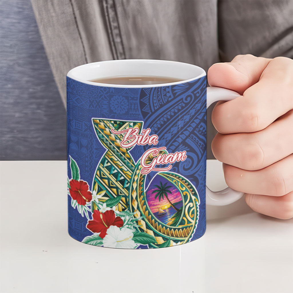 Guam Chamorro Ceramic Mug Tribal Latte Stone and Seal Artwork Polynesian Patterns