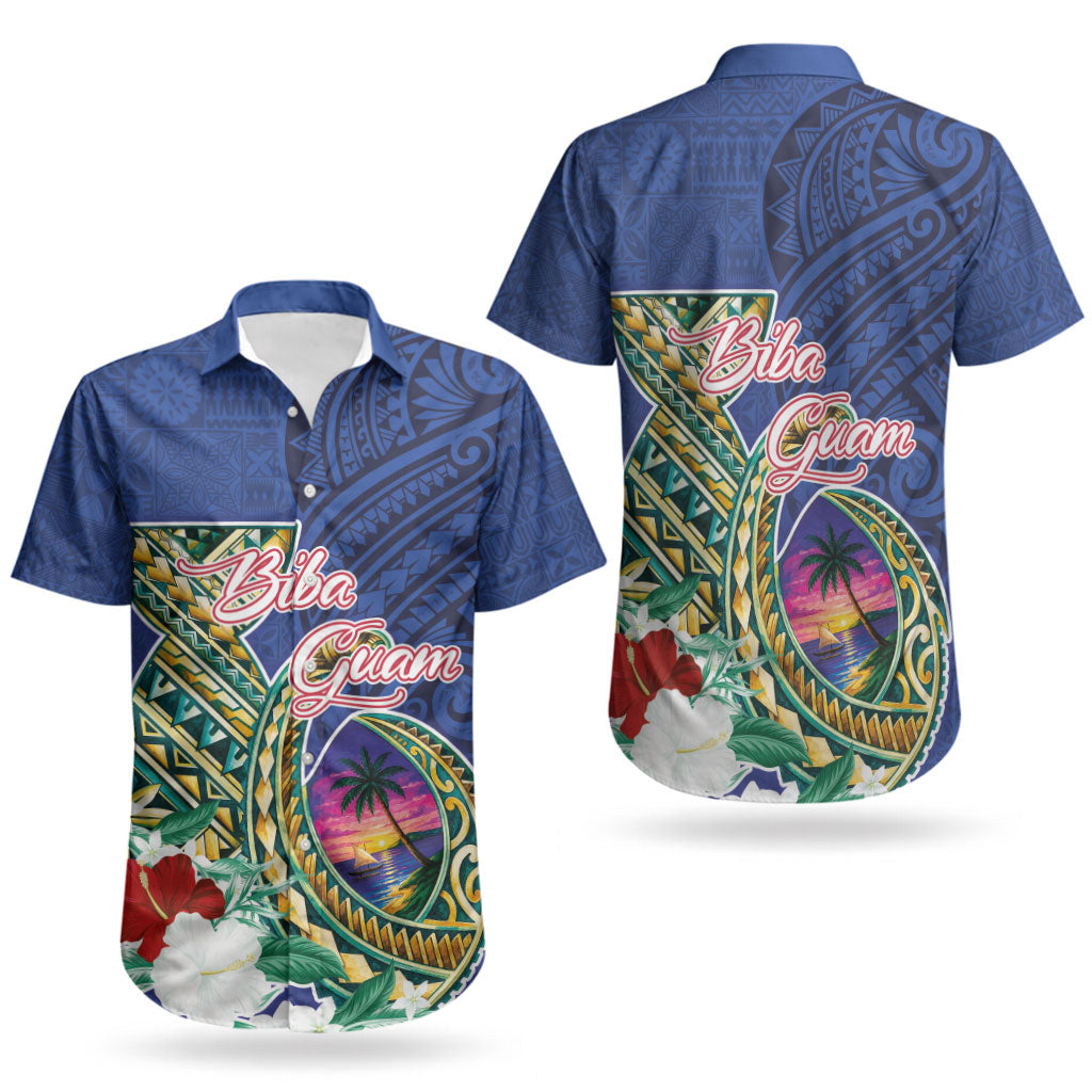 Guam Chamorro Couples Matching Summer Maxi Dress and Hawaiian Shirt Tribal Latte Stone and Seal Artwork Polynesian Patterns