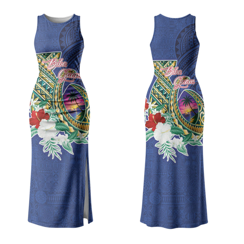 Guam Chamorro Couples Matching Tank Maxi Dress and Long Sleeve Button Shirt Tribal Latte Stone and Seal Artwork Polynesian Patterns