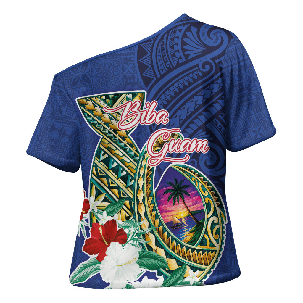Guam Chamorro Cross Shoulder Shirt Tribal Latte Stone and Seal Artwork Polynesian Patterns