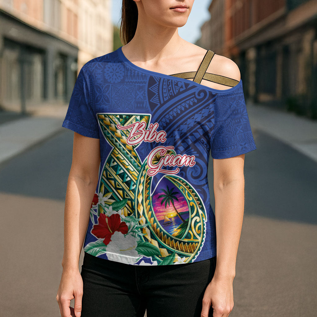 Guam Chamorro Cross Shoulder Shirt Tribal Latte Stone and Seal Artwork Polynesian Patterns