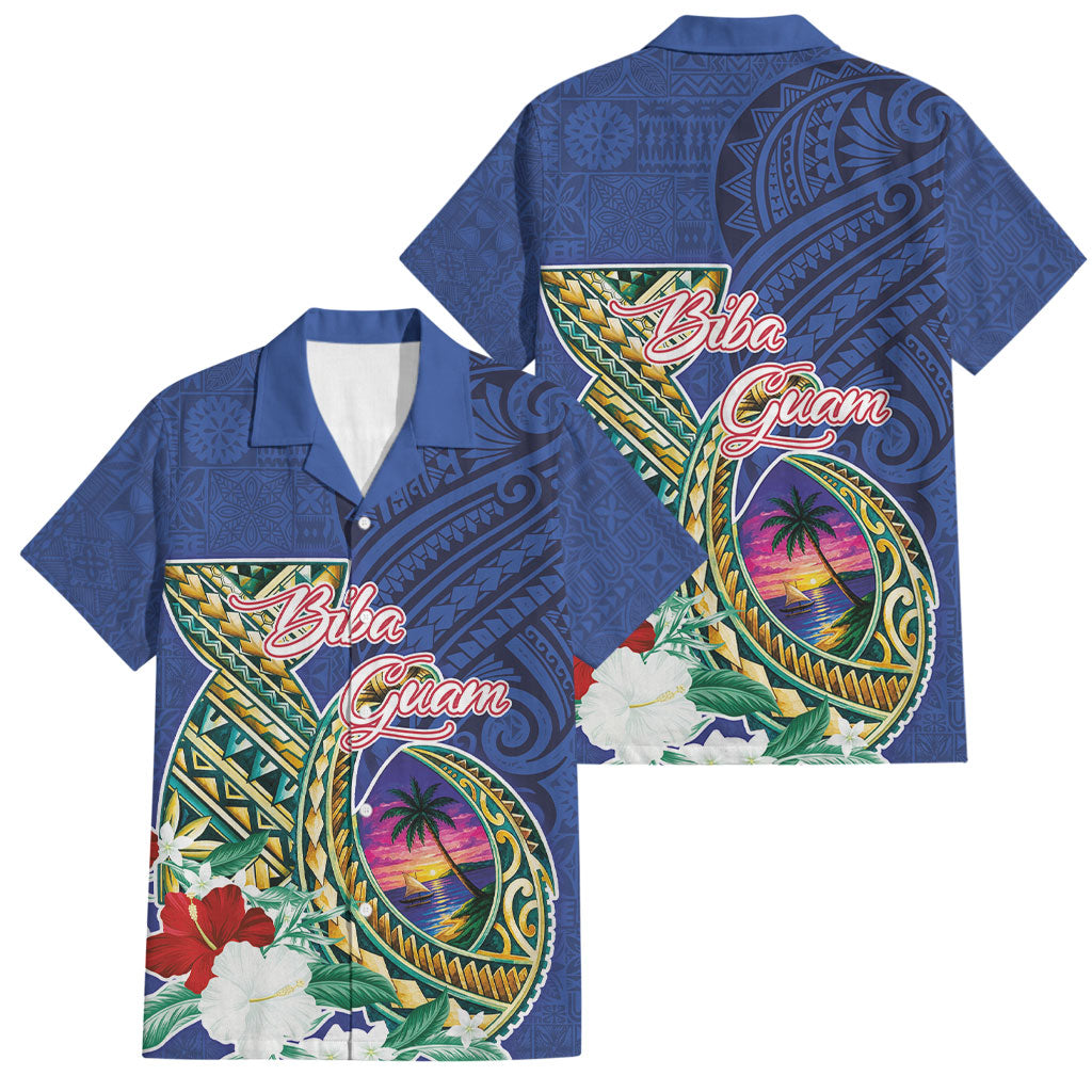Guam Chamorro Family Matching Puletasi and Hawaiian Shirt Tribal Latte Stone and Seal Artwork Polynesian Patterns