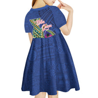 Guam Chamorro Kid Short Sleeve Dress Tribal Latte Stone and Seal Artwork Polynesian Patterns