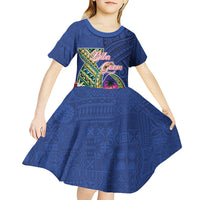 Guam Chamorro Kid Short Sleeve Dress Tribal Latte Stone and Seal Artwork Polynesian Patterns