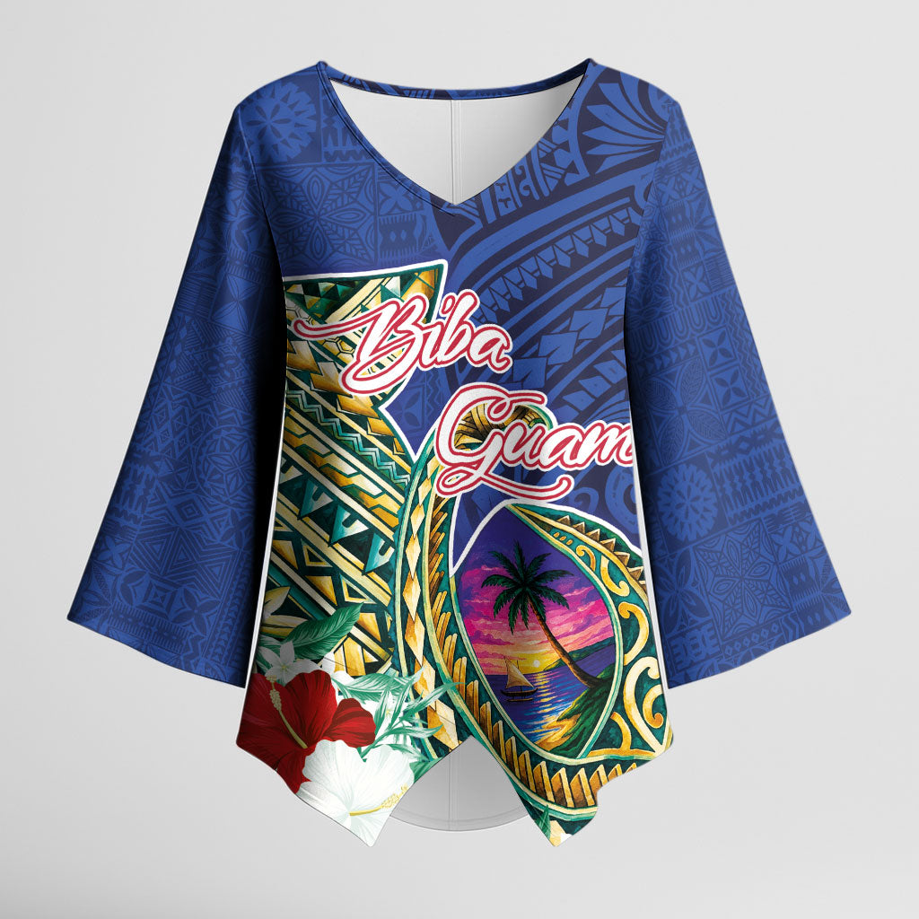 Guam Chamorro Kimono Sleeve Blouse Tribal Latte Stone and Seal Artwork Polynesian Patterns
