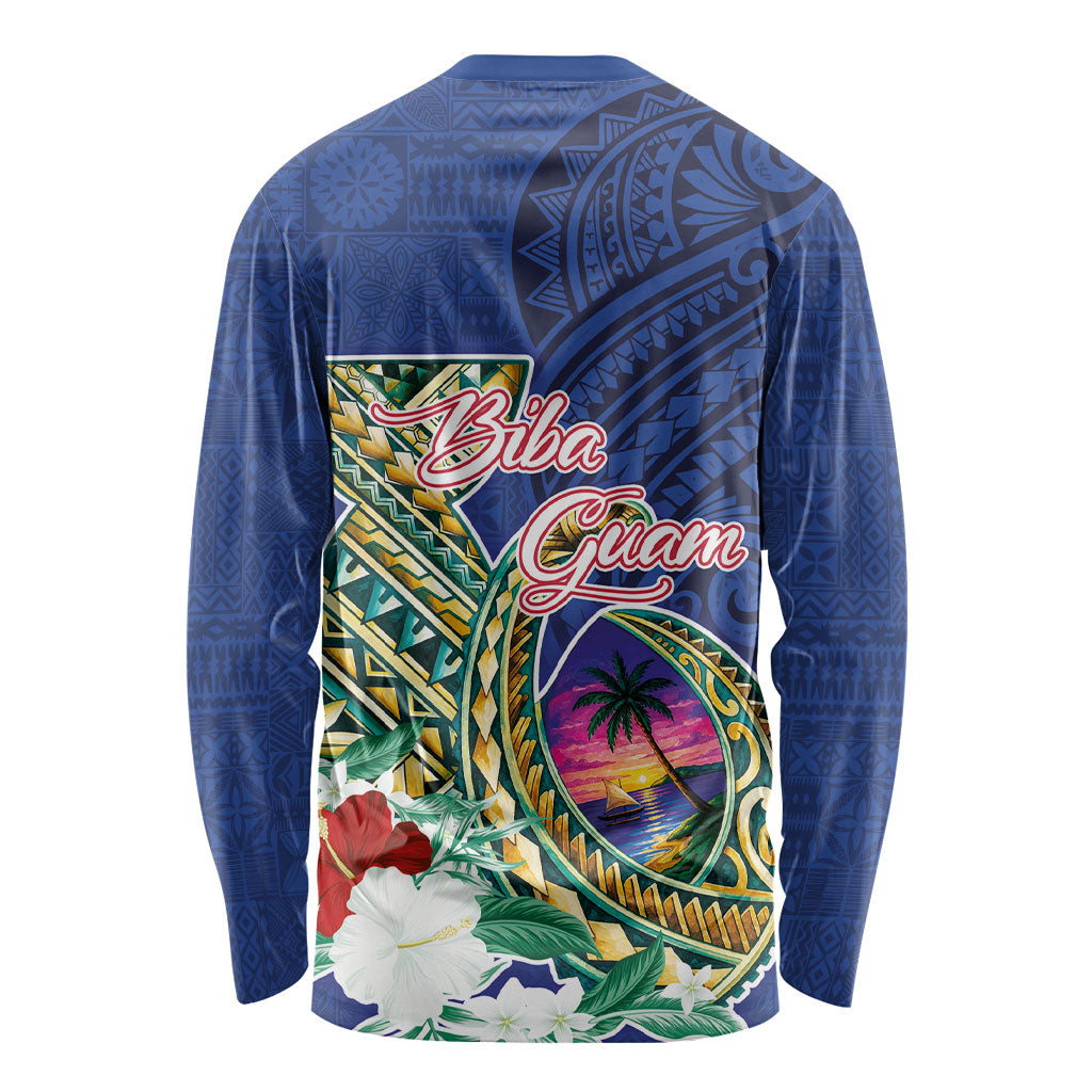 Guam Chamorro Long Sleeve Shirt Tribal Latte Stone and Seal Artwork Polynesian Patterns