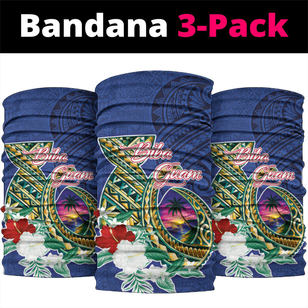Guam Chamorro Neck Gaiter Tribal Latte Stone and Seal Artwork Polynesian Patterns