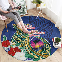 Guam Chamorro Round Carpet Tribal Latte Stone and Seal Artwork Polynesian Patterns