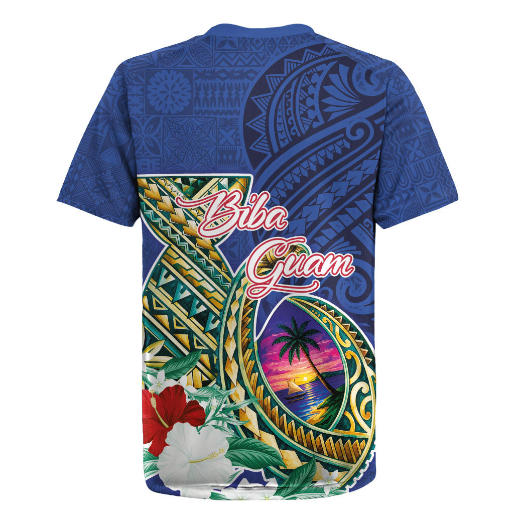 Guam Chamorro Rugby Jersey Tribal Latte Stone and Seal Artwork Polynesian Patterns