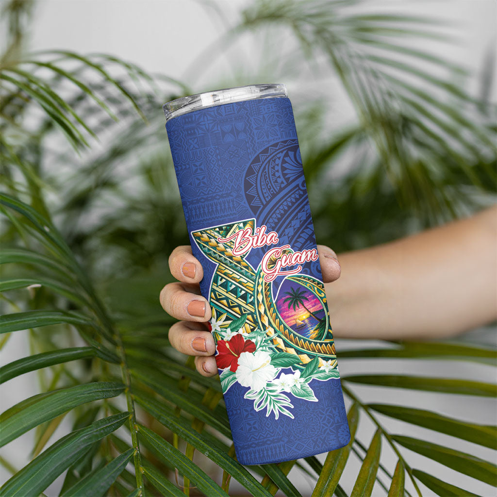 Guam Chamorro Skinny Tumbler Tribal Latte Stone and Seal Artwork Polynesian Patterns