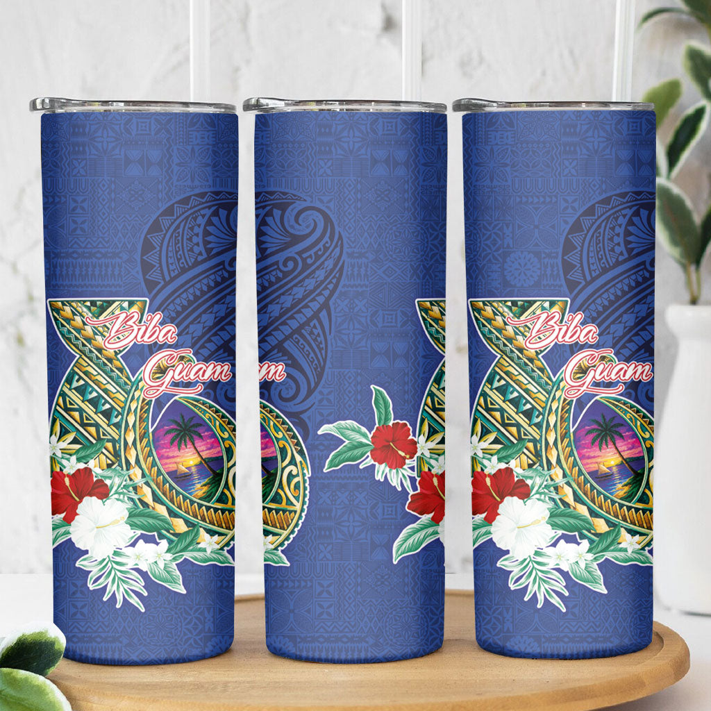 Guam Chamorro Skinny Tumbler Tribal Latte Stone and Seal Artwork Polynesian Patterns