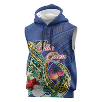 Guam Chamorro Sleeveless Hoodie Tribal Latte Stone and Seal Artwork Polynesian Patterns
