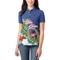 Guam Chamorro Women Polo Shirt Tribal Latte Stone and Seal Artwork Polynesian Patterns