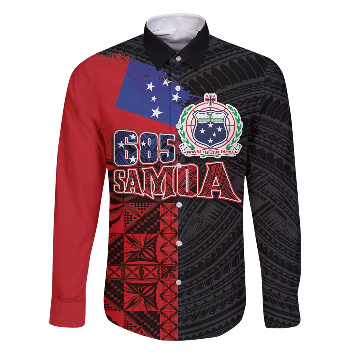 Personalised Samoa 685 Family Matching Off Shoulder Short Dress and Hawaiian Shirt Siapo Pattern and Samoa Flag Design