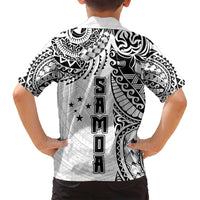 Samoa 685 Art Traditional Tattoo Pattern Family Matching Long Sleeve Bodycon Dress and Hawaiian Shirt White Color